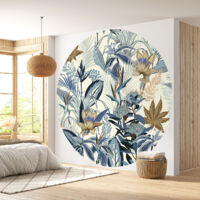 Papier peint rond / cercle - Motif floral - Diamètre 60 cm
