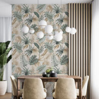 Papier peint à motif botanique – 1 lé de 60x260 cm – Surface L 60 x H 260 cm – Intissé et lisse, résistant à la déchirure