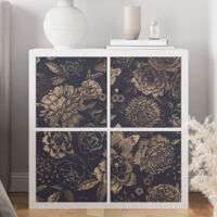 Stickers meuble - Fleurs Papillons - Lot de 4 stickers - 15x15 cm - Adhésif + Protection MATE