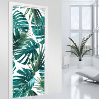 Stickers pour porte - Feuilles - 73 x 205 cm - Adhésif + Protection BRILLANTE