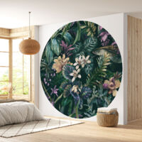 Papier peint rond / cercle - Motif floral - Diamètre 120 cm