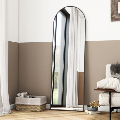 Koonmi Black Frame Curved Standing Mirror 150 × 40 cm Specchio autoportante a figura intera, specchio a figura intera Appeso alla parete per l'ingresso