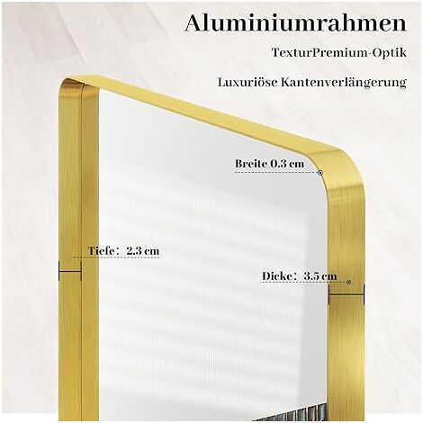 Koonmi specchio da terra con angoli arrotondati, specchio a figura intera 40 x 150 cm con supporto, grande specchio da terra a figura intera da appendere alla parete per camera da letto, soggiorno, or