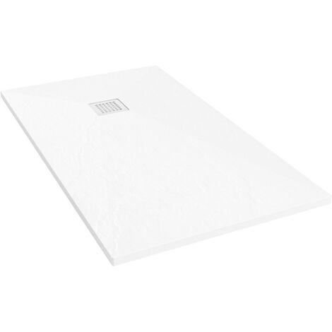 Plato de Ducha Resina Napoles – Plato de Ducha Antideslizante, Antibacteriano y Ligero - Blanco 90x190 cm- Incluye Rejilla Acero y Válvula