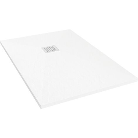 Plato de Ducha Resina Napoles – Plato de Ducha Antideslizante, Antibacteriano y Ligero - Blanco 70x130 cm- Incluye Rejilla Acero y Válvula
