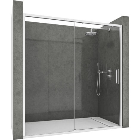 Mampara de Ducha Corredera con Cristal Templado 6 mm Antical - Perfil Plata Brillo 169 a 173 cm Ancho x 195 cm Alto Reversible y Resistente