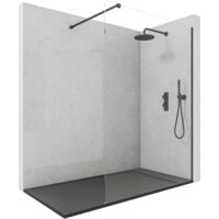 Mampara de Ducha Fija 75x200 cm Vidrio 8 mm Negro Mate