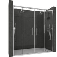 Mampara De Ducha Corredera con Cristal Templado 6 mm – 2 Puertas Correderas – Tratamiento Antical Y Perfil Plata Brillo 146-148 cmAncho Ajustable x 195 cm Alto Con Sistema Hermético