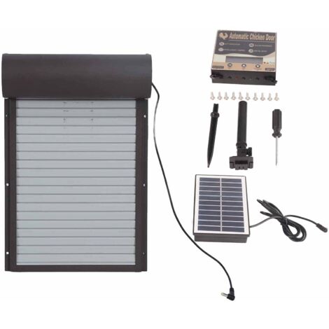 Ej.Life Automatischer Hühnerstall-Türöffner, solarbetriebener Hühnerstall, Türöffner mit Timer für automatisches Öffnen und Schließen, selbstsichernde Hühnertür, geeignet für Zuhause und Bauernhof (br
