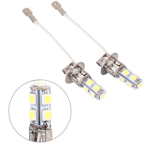 Ej.Life Scheinwerferlampen, 2 x H3 5050 Weiß 9 SMD LED Xenon DC12V Auto Auto Nebelscheinwerfer Lampe LED Birne 6500K