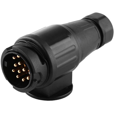 Ej.Life 12 V 13-poliger Elektrischer Anhängerstecker, Kunststoff 13-poliger Kabelstecker-Adapter, Schwarz A