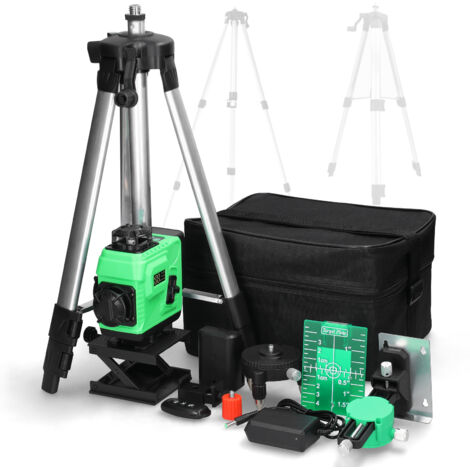 Ej.Life 16-Linien-Laser mit Ständer, 4x360° selbstnivellierender Baustellenlaser, Grün 4D, drehbar mit 2400 mAh wiederaufladbaren Batterien (1/5)