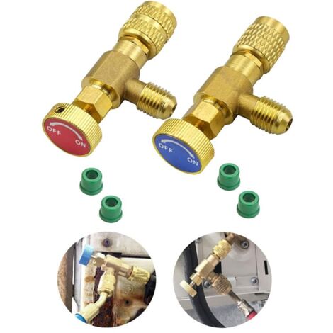 Ej.Life 2 Stück Kältemittel-Ladeadapter, Sicherheitsventil, Schnellkupplung, Klimaanlage R410A R22 für Sae, 1/4 Zoll Stecker auf 1/4 Zoll Sae Buchse