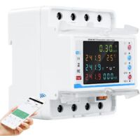 Rosvola WLAN-Stromzähler, Dreiphasenverbrauch, 100 A, 380 V AC, Smart Meter, Zweiwege-WLAN-Stromzähler mit Zeitsteuerung/Überspannungs-/Überstromschutz