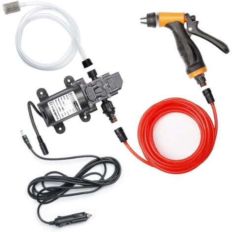 Ej.Life 80W Pompa per autolavaggio elettrica portatile 12V Pompa per autolavaggio Pistola a spruzzo con tubo flessibile