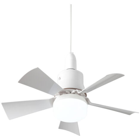 Ventilatore da soffitto Ej.Life con telecomando, silenzioso, a 5 pale, con attacco E26, per camera da letto, sala da pranzo, estate/inverno, bianco