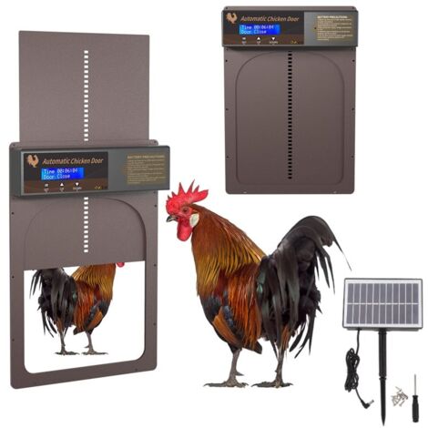 Ej.Life Porta automatica per pollaio, alimentata ad energia solare, con timer, IP45, impermeabile, in alluminio, per pollaio, con display LED programmabile (1/5)