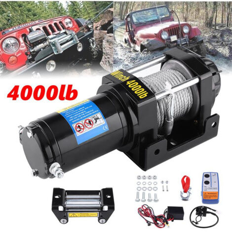 Verricello elettrico Rosvola 1200W 15M con corda di recupero, verricello 12V con telecomando per barche e veicoli leggeri, bici, auto, rimorchi ATV, 4000 libbre (1/5)