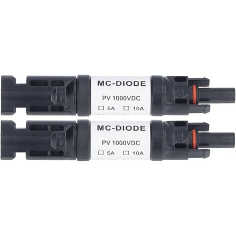 Conector solar Ej.Life MC‑D de 2 piezas, 1000 V, fotovoltaico, con diodo antirretroceso integrado, IP68, resistente al agua para conexión de paneles solares (20 A)