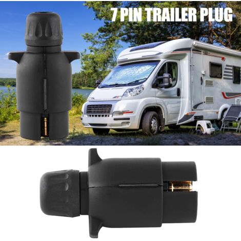 Adaptador de cableado de plástico Rosvola de 7 pines para remolque, 12 V, tipo N, color negro