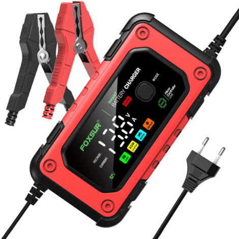 Cargador y mantenedor de batería inteligente Ej.Life de 12 V/24 V con múltiples protecciones para reparación de automóviles, camiones, baterías AGM, de gel, húmedas y SLA.