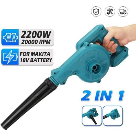Soplador de hojas inalámbrico de 2200 W, compatible con batería Makita de 18 V, 3,6 m/min para césped, soplado, limpieza de coches y esquinas (pilas no incluidas).
