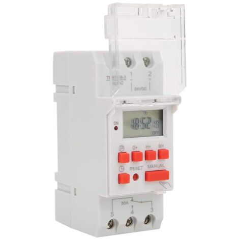 Temporizador semanal Ej.Life DC 24 V 30 A, 12/24 horas, LCD, interruptor de encendido y apagado, relé de control programable, temporizador (1/5)