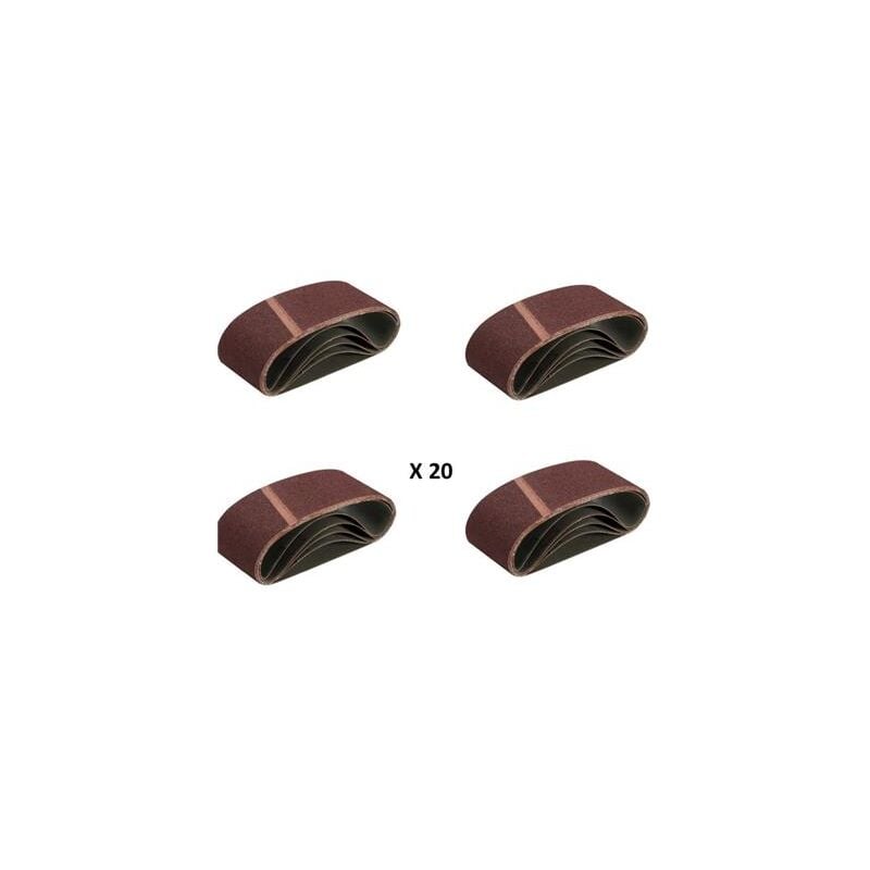 Lot de 20 bandes abrasives pour ponceuse 75x457 mm
