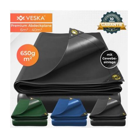 Destockoutils – Bâche de protection PVC 650 g/m² 3x5m – Indéchirable et étanche – Résistante aux intempéries et aux UV – Oeillets tous les 50cm