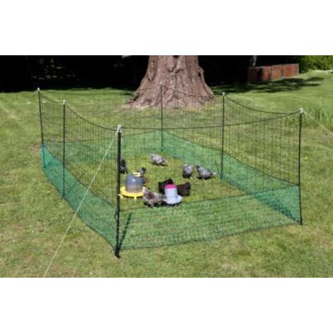 Destockoutils – Clôture filet pour poules 12 mètres – Hauteur 1,15 m – Piquets en fibre de verre – Installation rapide et modulable