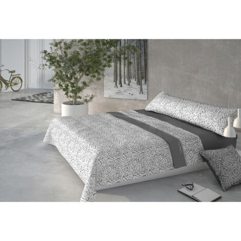 JSD Set Lenzuola Per Bambini 3 Pezzi Unicorno - Microfibra Spazzolata, Lenzuolo Con Angoli Profondità 38 Cm, Grigio