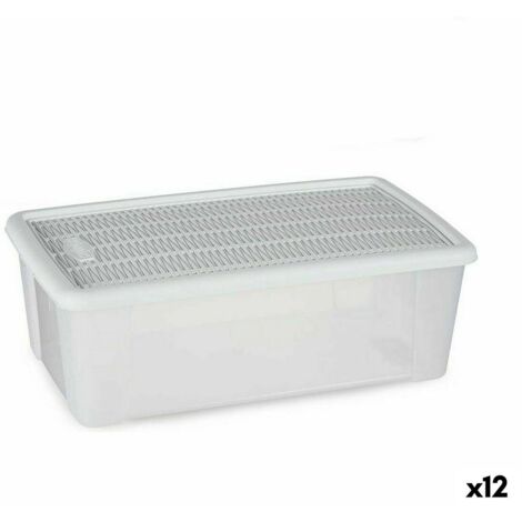 Scatola Portaoggetti Impilabile Con Ruote - Set Da 3 Contenitori Trasparenti In Plastica Con Manici E Coperchio - Bianco - 5