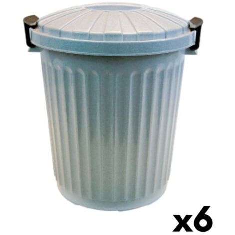 SUSTANIA Bidone della spazzatura con coperchio, 23 l, set da 3 pezzi, pattumiera con coperchio, bidone con coperchio e maniglie, colore: grigio pastello, verde pastello, made in EU