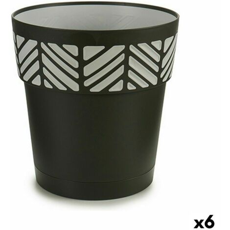 Plastia Fioriera Autoirrigante Bergamot - Quadrata 25x25 Cm - Colore Antracite - Ideale Per Balconi E Terrazzi - 4