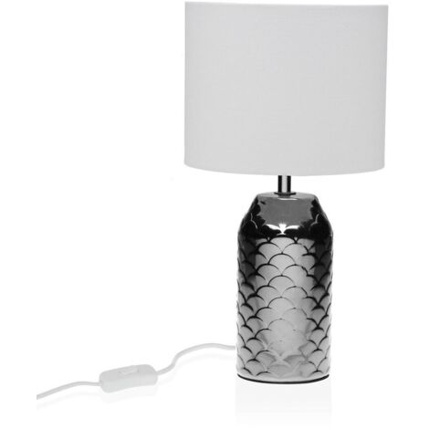 Lampada Da Tavolo Alexandra House Alta 60 Cm Con Corpo In Ceramica Grigia E Bianca