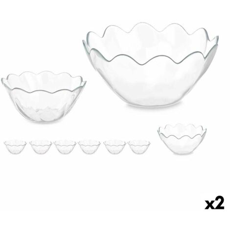 Set di piatti da dessert per insalata in vetro pressato