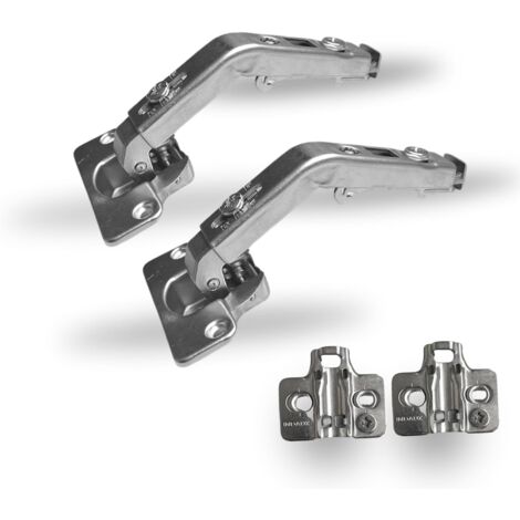 2x Charnières Portes d'Angle avec Ouverture 135° pour Épaisseur entre 14 et 24mm Bases Incluses Possibilité d'Utilisation avec Charnière à 172° (1/2)