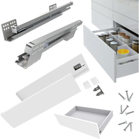 Kit Tiroir "Ariane-S" Sortie Totale Capacité 40 kg avec Glissières Synchronisées Hauteur 88 mm Profondeur 500 mm (Blanc)