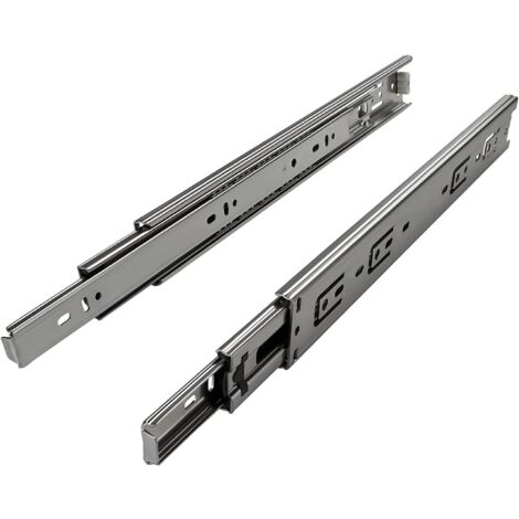 Evotrade – Paire de coulisses à billes 500 mm – Extraction totale – Charge maximale 50 kg – Mécanisme de décrochage à clip – Acier haute résistance