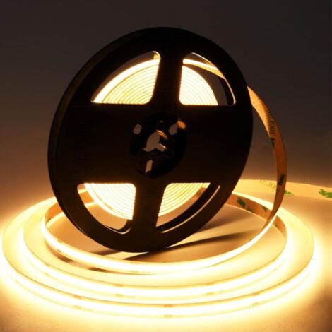 Bande LED COB 24V 480 LED/m, IP20, Bobine 5m, Découpable tous les 5cm - Blanc Chaude 3000K