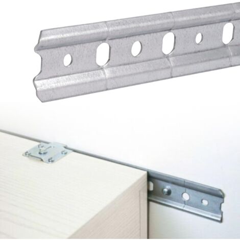 Rail de suspension prédécoupé 2m – Acier forgé haute résistance – Fixation murale pour meubles et cuisines – Lot de 5 rails – Evotrade