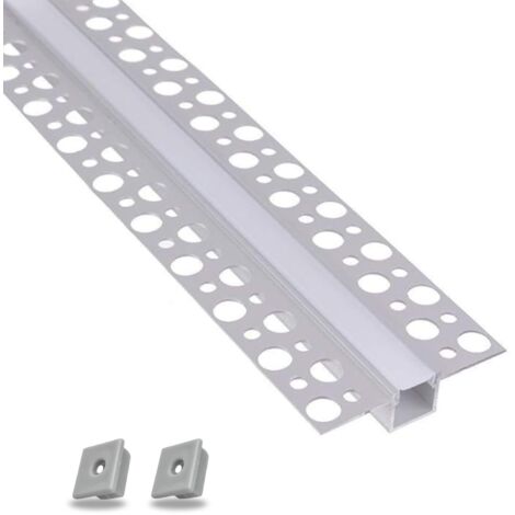 Evotrade – Profilé pour tube led 2 mètres – Aluminium – Encastrement discret avec diffuseur opalin – Lumière continue sans scintillement