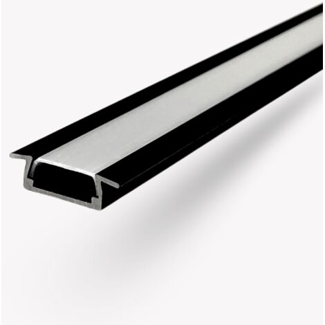 Profilé à Encastrer pour Bandes LED (Max 10 mm) en Aluminium avec Couvercle – Longueur 2 Mètres (Couleur Noir)