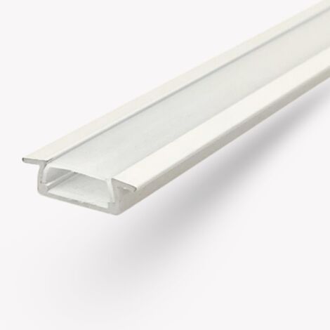 Profilé à Encastrer pour Bandes LED (Max 10 mm) en Aluminium avec Couvercle – Longueur 2 Mètres (Couleur Blanc)