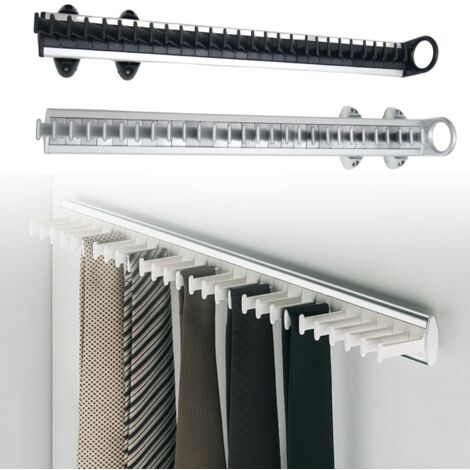 Porte-cravates et Porte-ceintures Latéral Extractible pour Armoire en Plastique Gris (1/2)