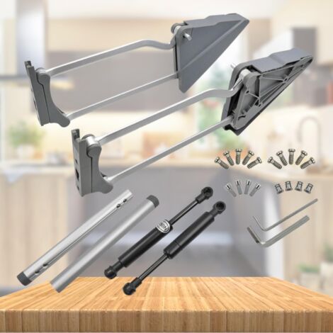 Mécanisme d'Ouverture pour Porte Basculante de Cuisine avec Amortisseur - LIFT-UP 90° Avec Arrêt Libre et Fermeture Douce - Pour Module 900-1200 mm.