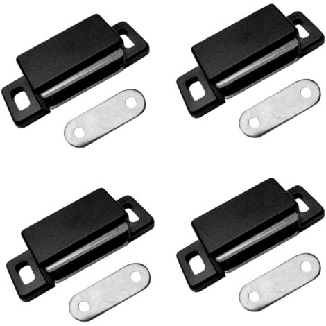 Fermeture Magnétique pour Meubles, Portes et Tiroirs – Loquet Aimanté 4 pcs – Noir, Taille Petit (1/4)