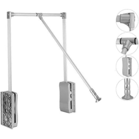 Élévateur barre de penderie escamotable 600-830mm – Aluminium haute qualité – Capacité 10kg – Installation facile sur armoire – Evotrade