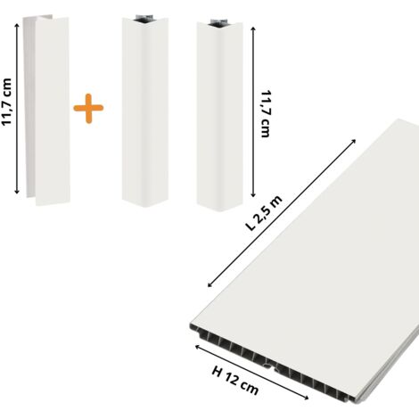 Evotrade – Plinthe de finition de cuisine PVC 2,5m – Hauteur 120mm – Accessoires complets (2 angles 90° + 1 joint) – Couleur blanche