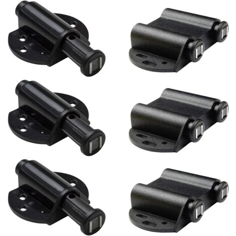 Fermeture Magnétique à Clip Simple et Double Push to Open Pour Meubles, Portes, Tiroirs et Armoires (Noir - À pression)